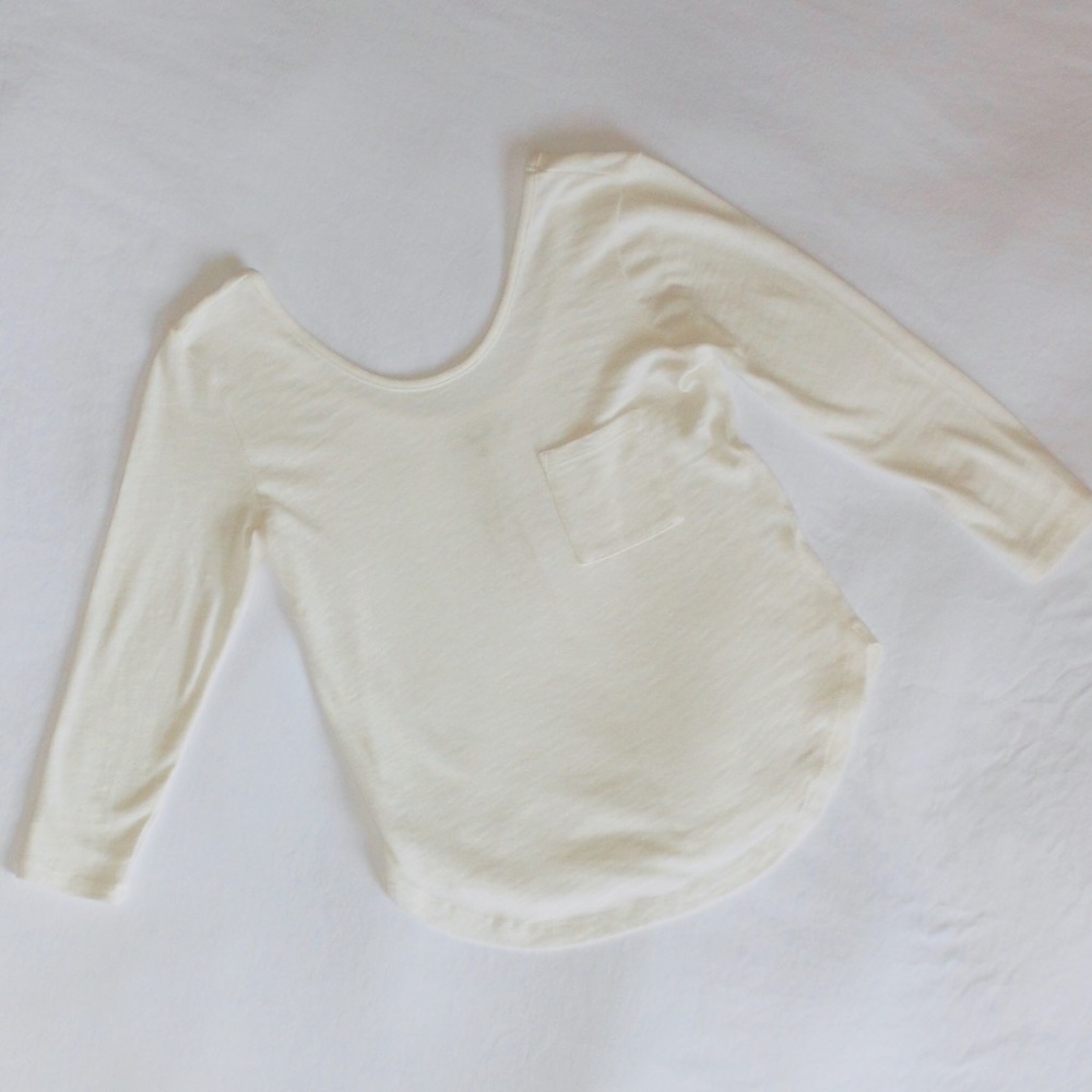 Madewell Ballet Neck 3/4 Sleeve Ivory Top | Size S